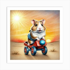 Guinea Pig In A Toy Car Art Print