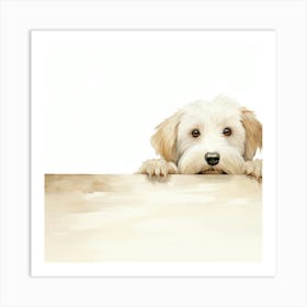 Cute Dog On A Sign Art Print