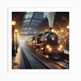 Steam Train In The Station 1 Art Print