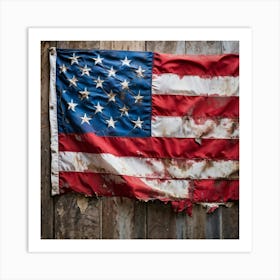 An Aging American Flag Crushed Lightly At The Corners Worn Yet Radiant Against The Passage Of Time (1) Art Print