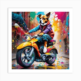 Dog On A Motorcycle 2 Art Print