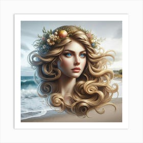 Beautiful Girl By The Sea Art Print