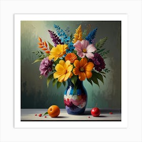 abstract floral arrangement in a vase Art Print