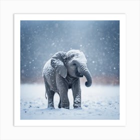 Snow Elephant Art Print