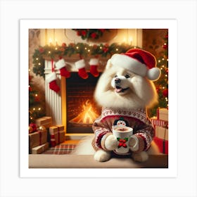 Santa Dog Art Print