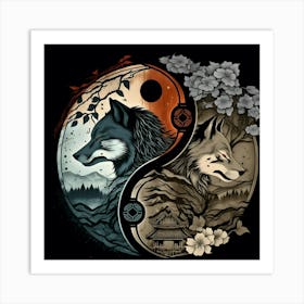 Yin Yang Wolf Art Print