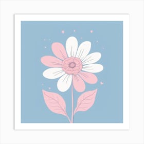 A White And Pink Flower In Minimalist Style Square Composition 306 Art Print