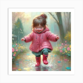 Little Girl In Raincoat Art Print