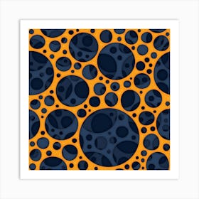 Sizzling Trippy Abstract Lava Holes Design Pattern In Orange And Blue Art Print