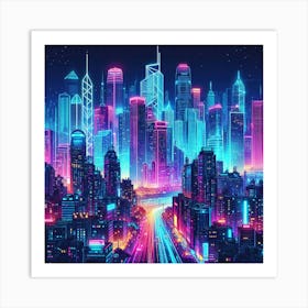 Neon Cityscape Art Print