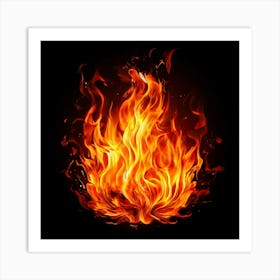 Flames On Black Background 76 Art Print