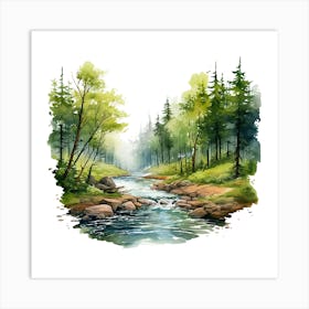 Watercolor Forest Landscape 5 Art Print