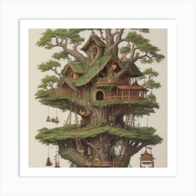 A stunning tree house that is distinctive in its architecture 7 Art Print