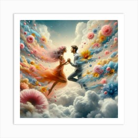 Couple Dancing In The Clouds Art Print