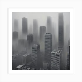 Cityscape In The Fog Art Print