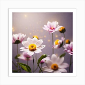 Flowers On A Purple Background Art Print