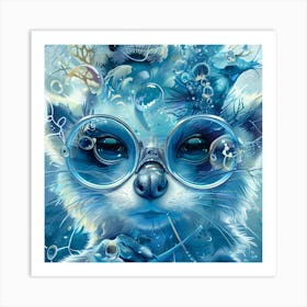 Cat With Glasses Art Print