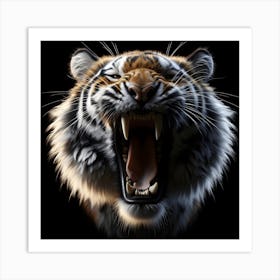 Tiger Portrait isolated on black background Art Print