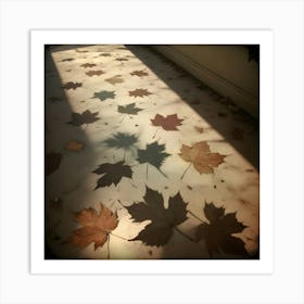 Autumn Leaves And Their Shadows On The Ground Art Print