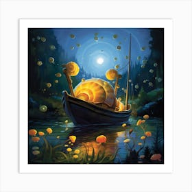 Snails In A Boat Art Print