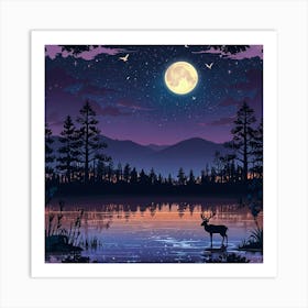 Leonardo Anime Xl A Serene And Mystical Night Landscape Featur 3 (1) Art Print