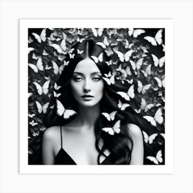 Black And White Butterfly 1 Art Print