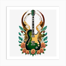 Electric Guitar With Roses 9 Art Print