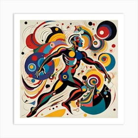 Colourful Abstract Nude Running Man 1 Art Print