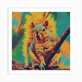 Squirrel On A Branch Art Print