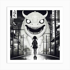 Black and White Monster Art Print