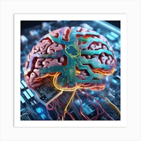 Brain On A Circuit Board 97 Art Print