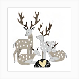 Deer Family Art Print