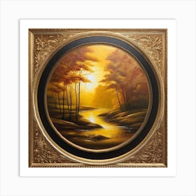 Sunset Over A River Art Print