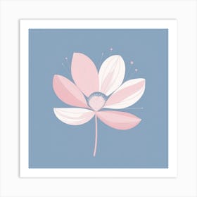 A White And Pink Flower In Minimalist Style Square Composition 236 Art Print