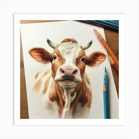 Cow Drawing 2 Art Print