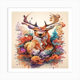 Abstract Deer Painting 1 Art Print