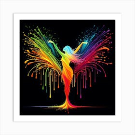 Vibrant Beauty: Abstract Rainbow Woman Wall Art" Art Print