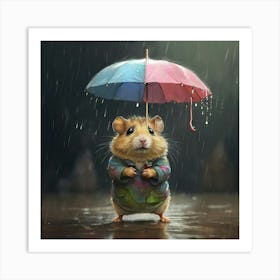 Hamster In The Rain 2 Art Print