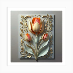 Decorated paper and tulip flower Art Print