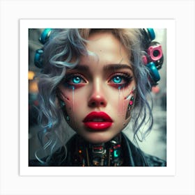 Girl With A Robot Face Art Print