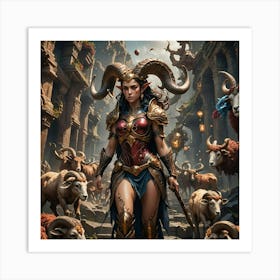 Woman With Horns Art Print