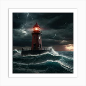 Default Create A Photo Of A Lighthouse In The Middle Of A Terr 2 Art Print