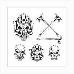 Skulls And Axes Art Print