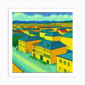 Rustic Bliss: Life in the Countryside Yellow Houses Art Print