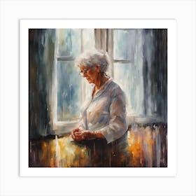 Old Lady By The Window Art Print