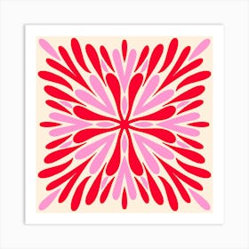 Symmetry Petals - orange and pink Art Print