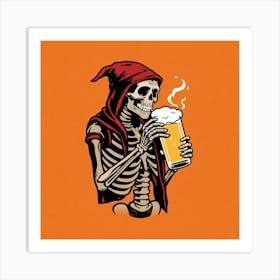 Skeleton Drinking Beer 5 Art Print