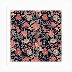 Fern Frost Bloom London Fabrics Floral Pattern 1 Art Print