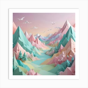 Origami Mountains Art Print