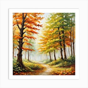 Forest In Autumn In Minimalist Style Square Composition 245 Art Print